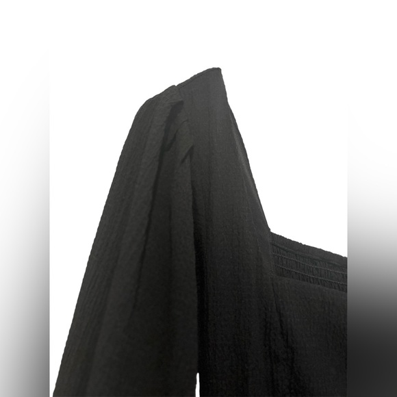 ASTR NWT Cutout Long Balloon Sleeve A-line Wrap Mini Dress in Black Size Small - Picture 8 of 15